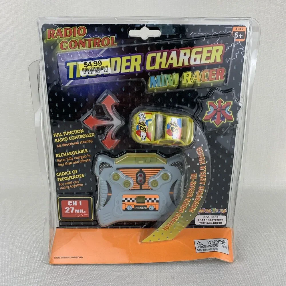 Megatoys Radio Control Thunder‎ Charger R/C Mini Racer 1 Ch 27 MHz Yellow New!